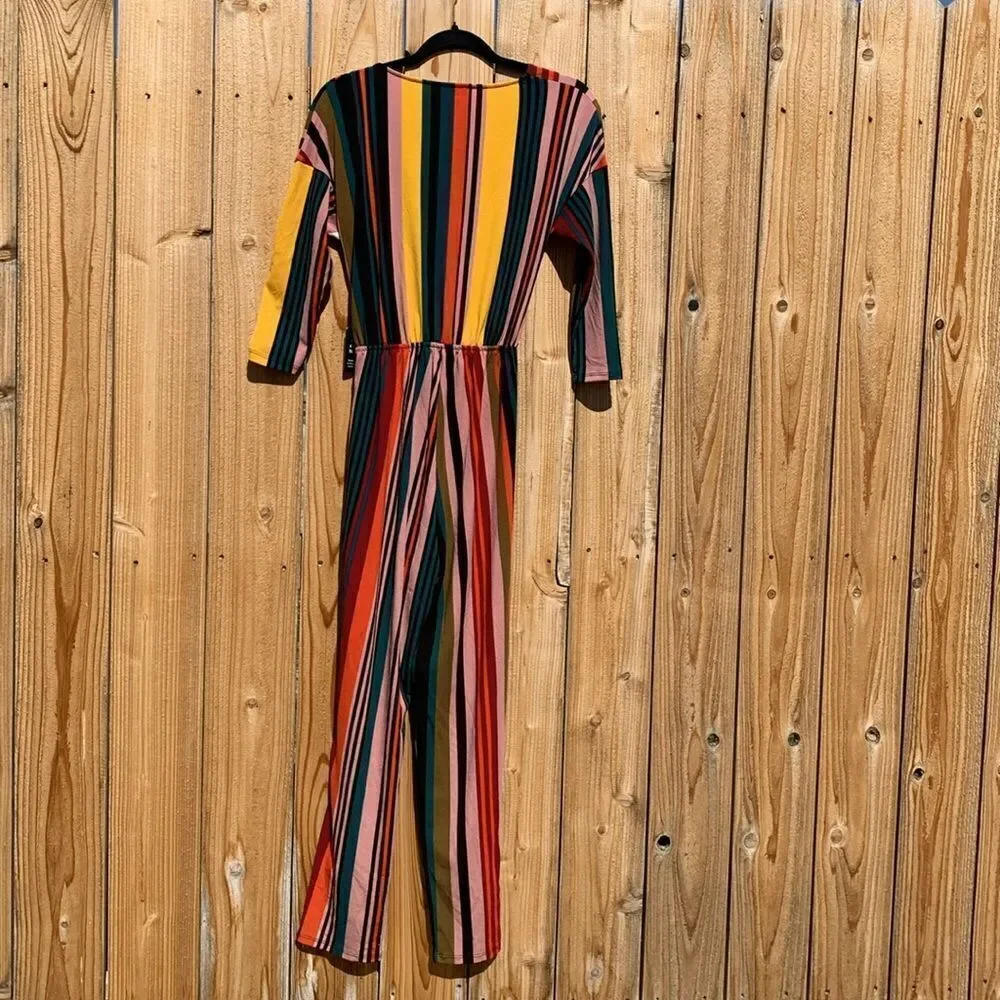 Take 50% OFF- New Express Multi-colored 3/4 Sleeved Jumpsuits, Size-XS